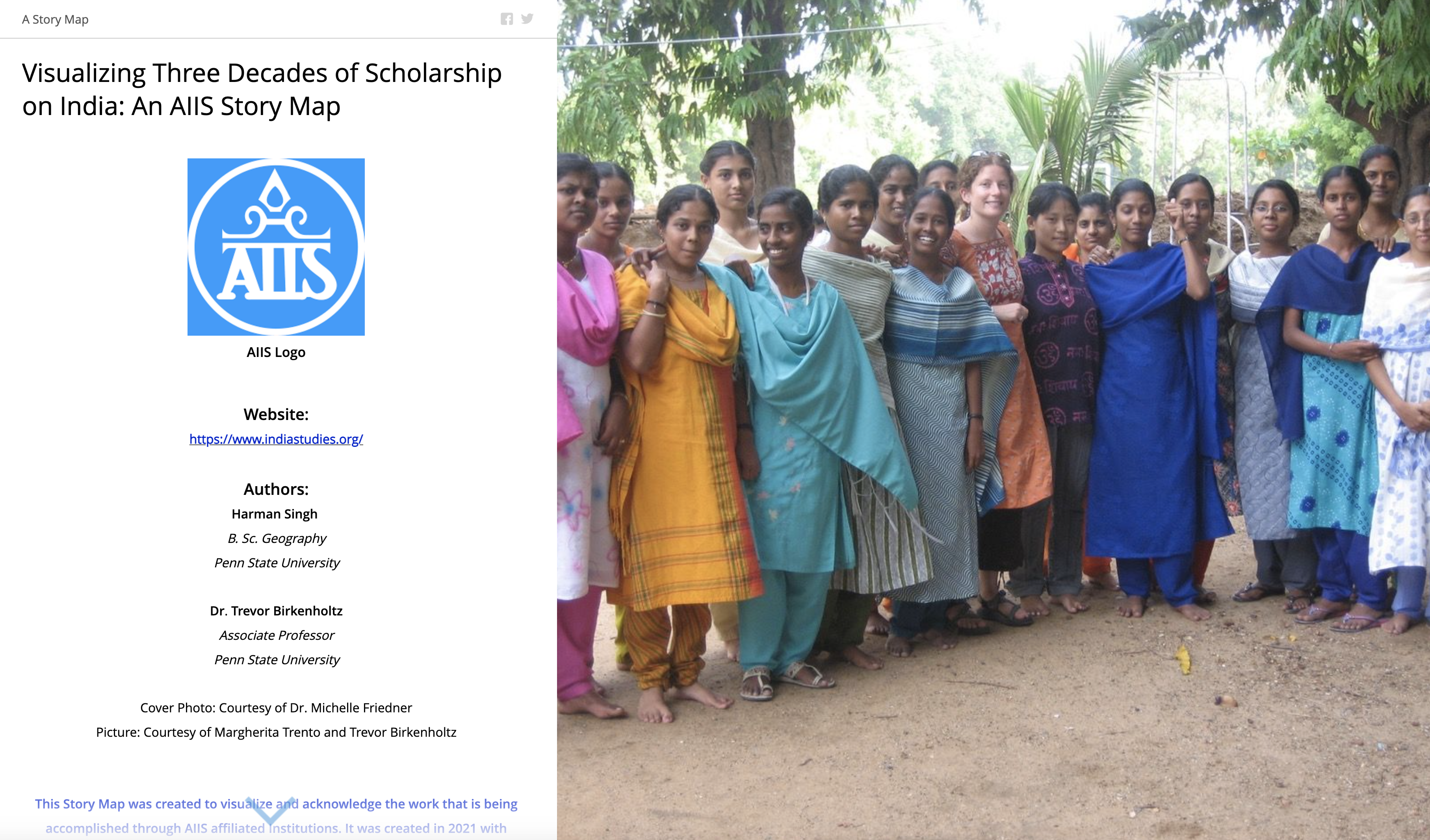 Screenshot of AIIS StoryMap